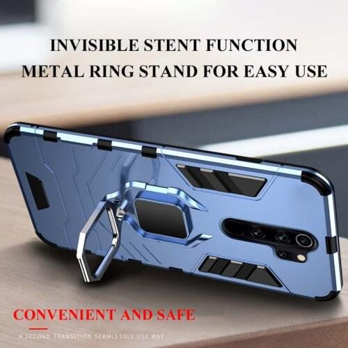 Shockproof Armor Case For Xiaomi Redmi Note 10 9 9S 8T CC9 Pro Ring Stand Bumper Silicone Phone Case For Xiaomi 9 10 9T Pro 9 SE