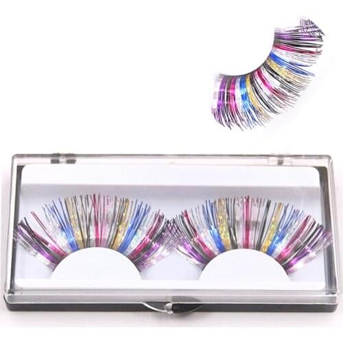 New Exaggerated Color Eye Lashes Smoke Stage Performance Art Makeup Fake Eyelashes Red Yellow White Cross False Eyelashes
