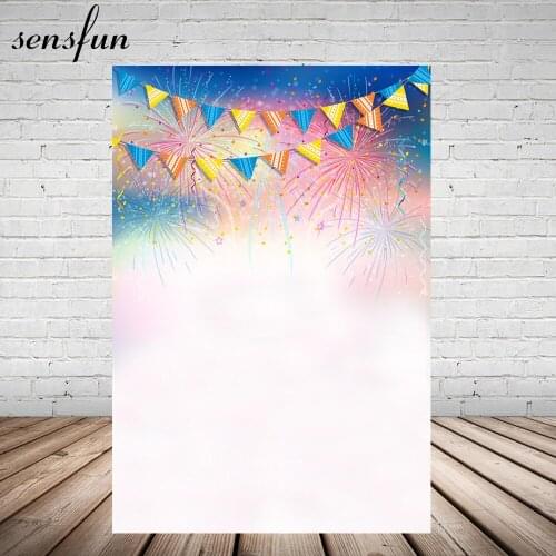 Sensfun Colorful Bunting Firework Backdrop Girls Baby Shower Birthday Party Backgrounds For Photo Studio 5x7FT Vinyl