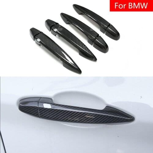 Real Carbon Fiber Styling Car Door Handle Trims For BMW F45 F46 F48 F49 F15 F16 F85 F86 F52 F39 Car Accessories Sticker Covers