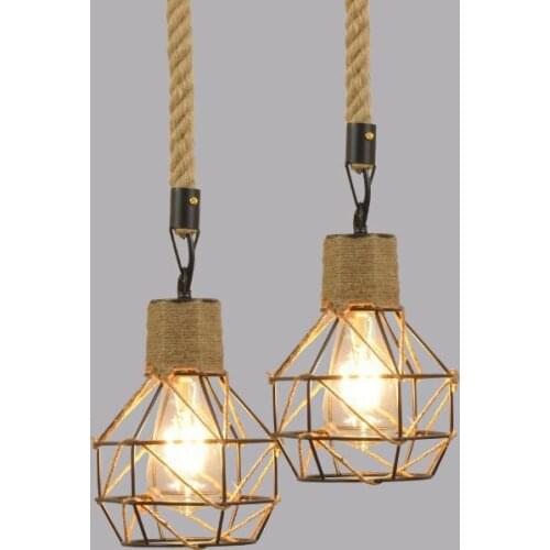 LED Fashion Pop Style Rural Creative Personality Hemp Rope Retro Nostalgic Lamp E27 Living Room Bedroom Dining Room Chandelier