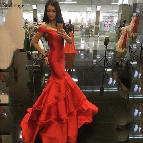 Sevintage Mermaid Sweetheart Long Prom Dresses Sleeveless Tiered Organza Formal Women Evening Gowns with Train robe de soiree