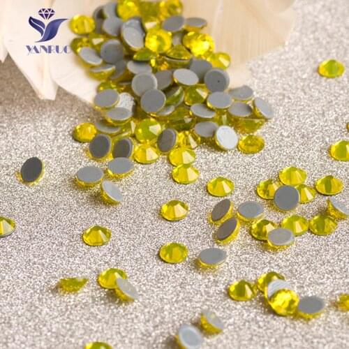 YANRUO 2058HF SS16 3.8-4.0mm Citrine Strass Hotfix Crystal Rhinestone Applique Stones and Crystals pedras dress sale
