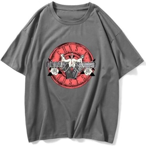 Women GUN N ROSES T-Shirt Summer Cotton Tops Unisex Harajuku Casual Short Sleeve Tee Shirt Femme Clothing