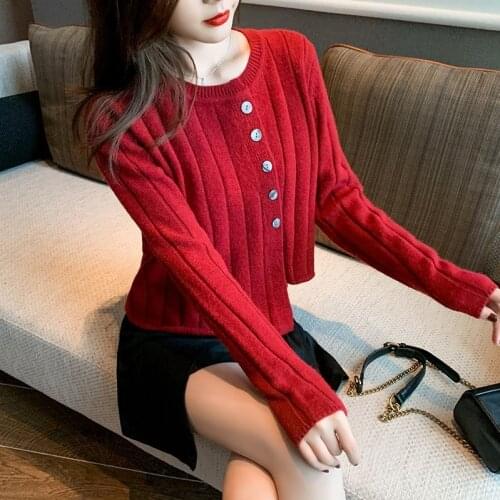 Womens Clothing 2020 Loose Print Pattern Long-sleeved Sweater Outer Jacket Korean Irregular Sweater Small Cardigan Sweater Tops