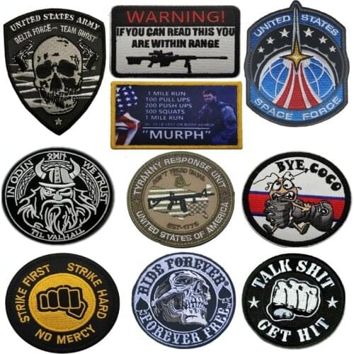 Embroidery Badge Hook Patches Military Tactical Armbands Sewings Appliques Clothes Accessories Patch for Jackets Emblem