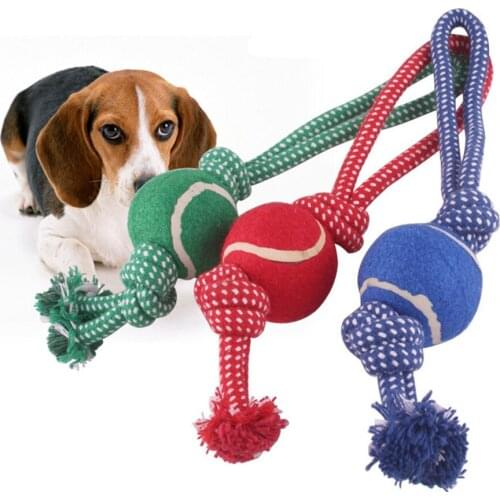 Pet Chew Molar Balls Bite Resistant Cotton Rope Tennis Dog Cleaning Teeth Toy Puppy Interactive Training Rope Knot Biting Toys