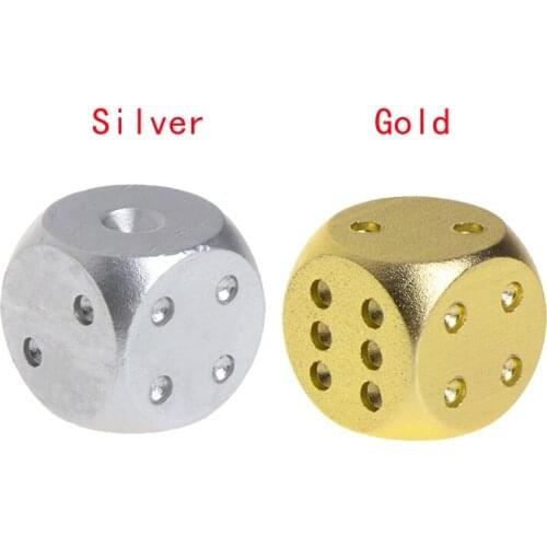 Gold/Sliver Dices Aluminum Polyhedral Metal Solid Club Bar Dice Playing Game Tool 16X16X16mm
