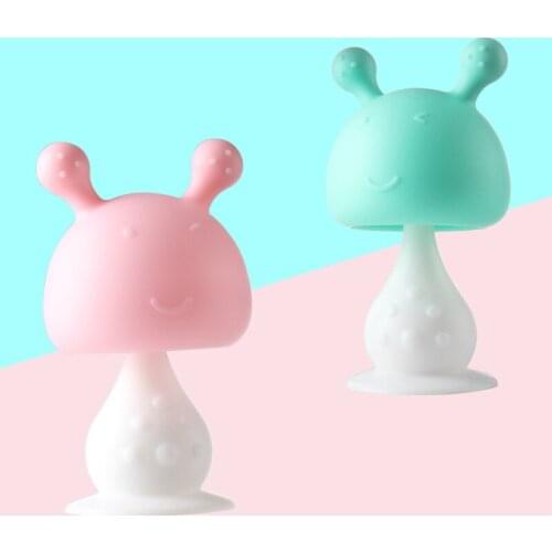 1Pcs Newborn Handbell Teething Toy Baby Cartoon Molar Tool With Rattles Cute Multicolors Portable Silicone Infant Teether Toys