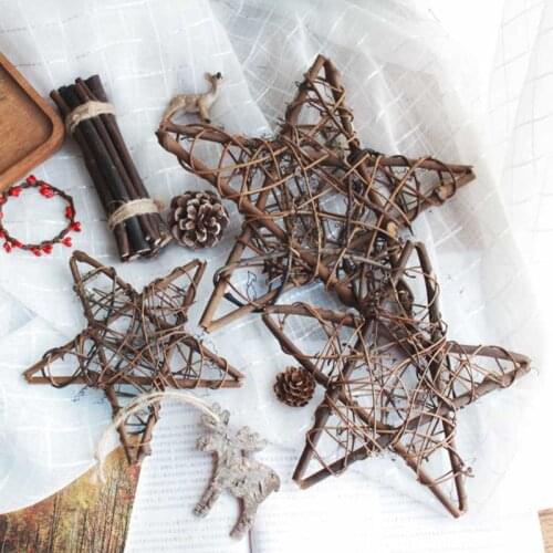 10/15/20/25/30cm Rattan Five-pointed Star For DIY Christmas Door Hanging Ornaments Handmade Wreath Supplies Home Decorations