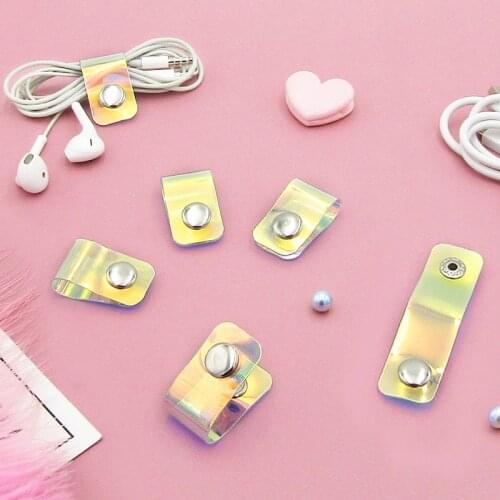 10pcs/set Transparent Laser Cable Winder Straps Earphone Protector USB Phone Holder Wire Cable Organize Storage Holder