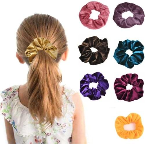 2pcs Gold Velvet Scrunchies Dia 12cm Solid Hair Ring Ties for Girls Ponytail Holder Rubber Band Velvet Hairband Hair Accessories