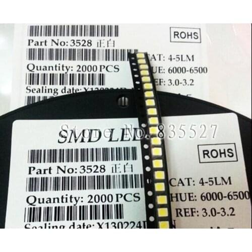 2000PCS/LOT 1210 3528 SMD LEDs bright LED white 1210 4-5LM light-emitting diodes