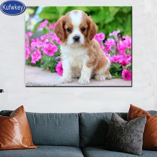 Cavalier King Charles Spaniel dog diamond mosaic full square round drill diamond painting 5d diy diamond embroidery pet wall art