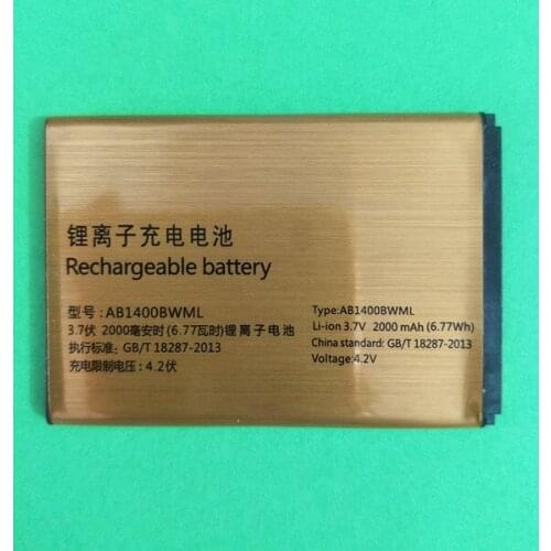 AZK Tested New 2000mAh Gold AB1400BWML Battery for PHILIPS S308 CTS308 for Beeline Smart 3 smart3 BATP031400 Replacement battery