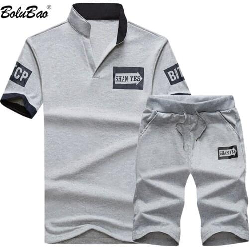 BOLUBAO Fashion Brand Men T-Shirts Shorts Sets Summer Men Two Piece Set Casual Tracksuit Slim Print Sportswears Male