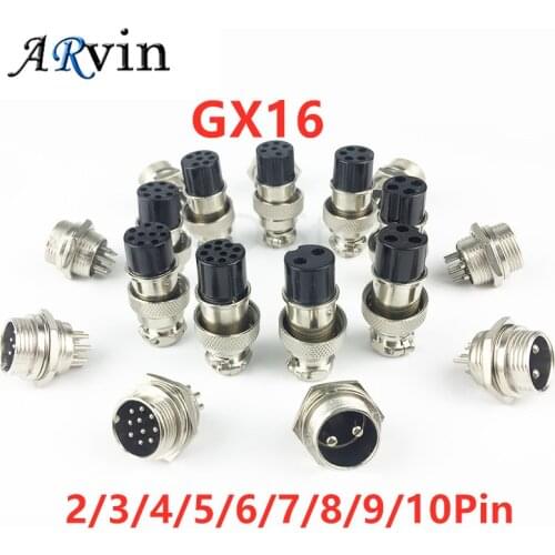 1set GX16-2/3/4/5/6/7/8/9/10 Pin Male Female 16mm Wire M16 GX16 Circular Aviation Connector Socket Plug Metal