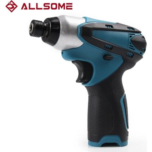 ALLSOME 12V Electric Cordless Screwdriver 1/4 Chuck Forward/Reverse Li-ion Battery Variable Speed With LED Power Tools