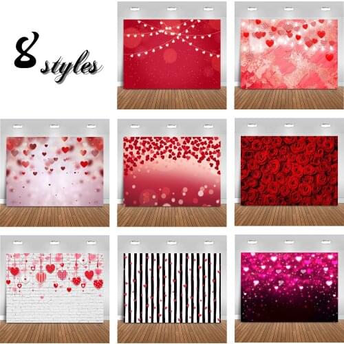 Valentine backdrop for party decoration Rose Flower Red Heart Photo background studio Bokeh Glitter Newborn Valentines Day Prop