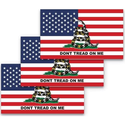 Hot Sell Don't Tread on Me American Flag Bumper Sticker Made with Durable Materials Gadsden American Flag Sticker Patriotic