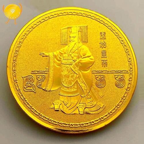China Qin Dynasty Emperor Qin Shi Huang Commemorative Coin Four Horse Chariot Terracotta Army Gold Coins Souvenir