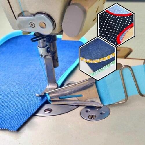 Bias Binder Foot Right Angle Binder Foot for Lockstitch Machine Sewing Overlock Folder Binding Curved Edge With 2Pcs Attachments