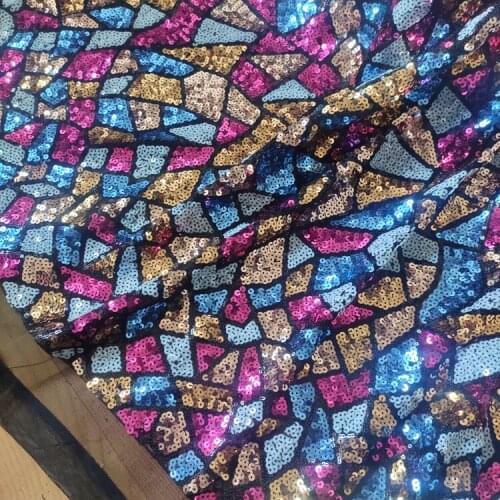 LASUI 1 y High-end Geometry, multicolor Lace Accessories Color Sequins Mesh Embroidered Dress Star Leaf DIY Fabric X0755