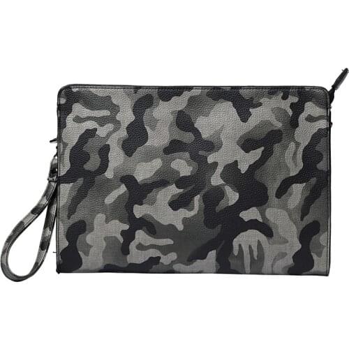 Fashion New Men Envelope Clutch Bags High Quality Leather Waterproof Handbags Casual Travel Camouflage Business Wallet Small Bag
