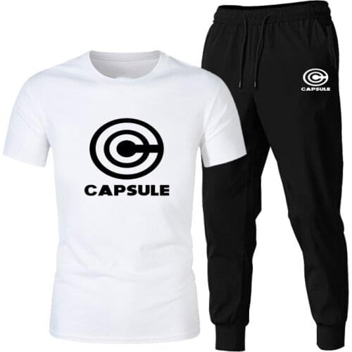 2021 Mens Brand Cotton T-shirt + Pants Suit Sportswear Mens Casual Sportswear Mens Sports Suit Outdoor Jogging Fitness Men