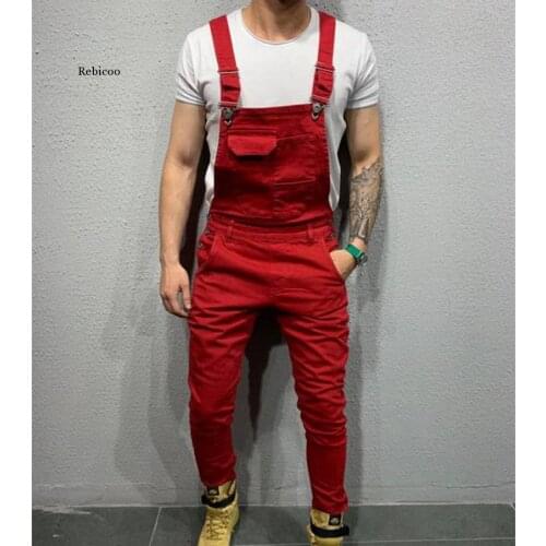 Mens Jeans Solid Color Patchwork Jeans Mens New Style Tie-Dye Denim Overalls Slim Slimming Trousers Punk Clothes