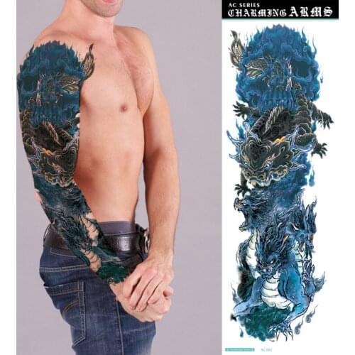 NEW Large Size Waterproof Tattoo Sticker Dargon Flower Temporary Tatto Sexy Carp Body Art Fake Tatoo For Women Men