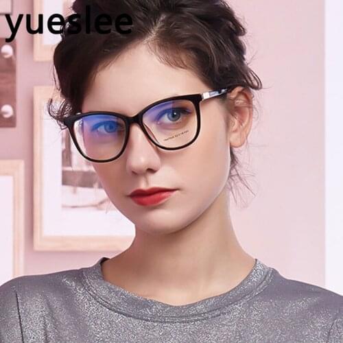 46969 Plastic Titanium Cat Eye Glasses Frame Men Women Optical Fashion Anti Blue Computer Eyeglasses