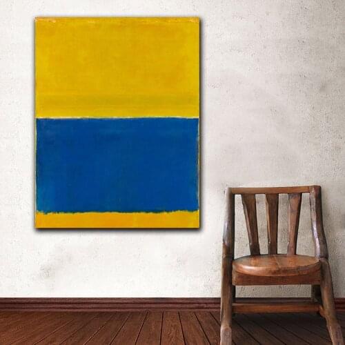 Famous Mark Rothko Untitled (Yellow and Blue) Posters Print Color Block Modern Decor Wall Art Pictures For Living Room Bedroom