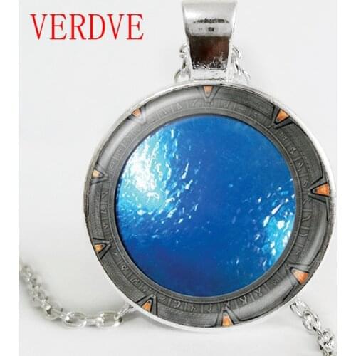 New 12 Styles New Stargate Portal Pendant Stargate Glass Cabochon Portal Atlantis Necklace Jewelry for women drop shipping