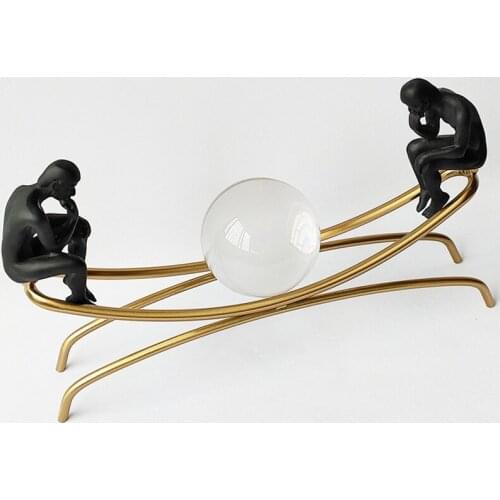 European-style Luxury Crystal Ball Metal Decoration Accessories Room Porch Thinker Countertop Crafts Home Decorat Ornaments