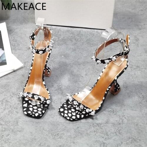 Summer Cup High Heel Sandals Women Narrow Band Crystal Rivet Bordered Ankle Strap Gladiator Sandalias Sexy Party Dress Shoes2021
