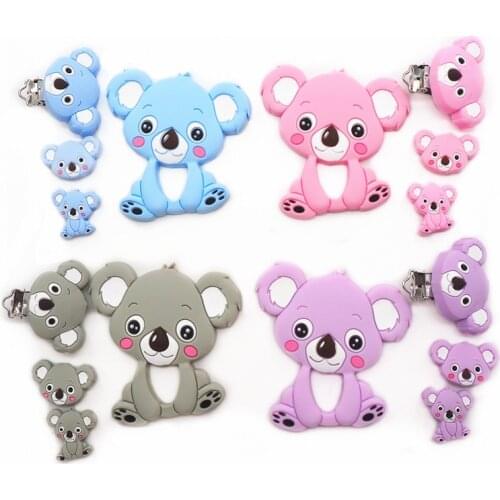 Chengkai Silicone Koala Teether Beads Clips Set DIY Baby Shower Chewing Pendant Nursing Sensory Teething Pacifier Dummy Toy