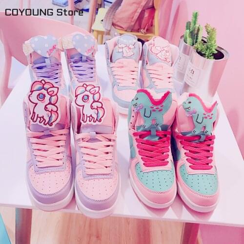 Hot Anime cosplay japanese sweet lolita shoes round head flat heel high help color matching kawaii shoes loli cos women shoes