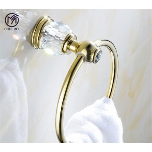 Bathroom Fitting Towel Rack Brass Towel Ring Gold Color Polished Bath Accessories