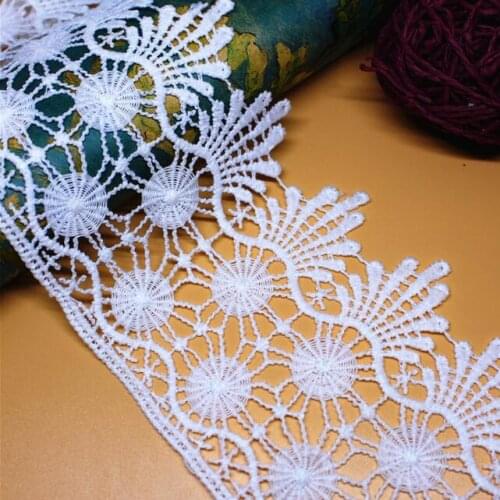 15yds High Quality White Water Soluble Milk Silk Ribbon Hollow Lace Trim Fabric For Sewing Bridal Wedding Dress Crafts Lace Edge