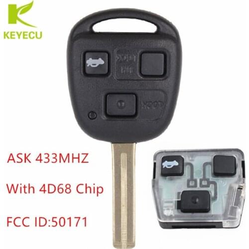KEYECU Replacement New Remote Key 3 Buttons ASK 433MHZ Keyless for Lexus With 4D68 Chip FCC ID: 50171
