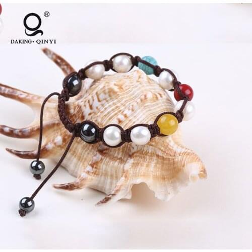 Women Christmas Jewelry Gift Adjustable Handmade Natural Stone Beaded Braided Bracelets