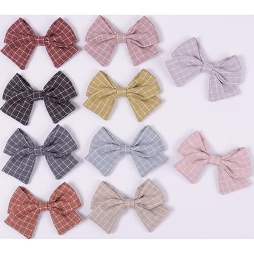 1pcs Lovely Baby Girls Plaid Bohemian Style Bow BB Hair Clips Headwear Children Cute Cotton Hairpins Hair Accessories