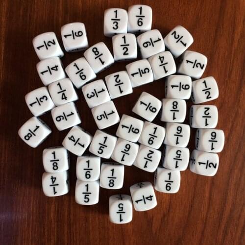 10 Pcs White Fraction Dice 16*16mm Fractional Number Dice Montessori Educational Kids Math Toys Children Party Board Games Gifts