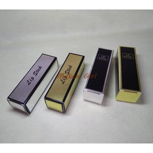 100pcs/lot- 2.5*2.5*8.5cm Black Silver Gold Line Embossed Paper Box Sample Party Gift Lipstick Packaging Boxes