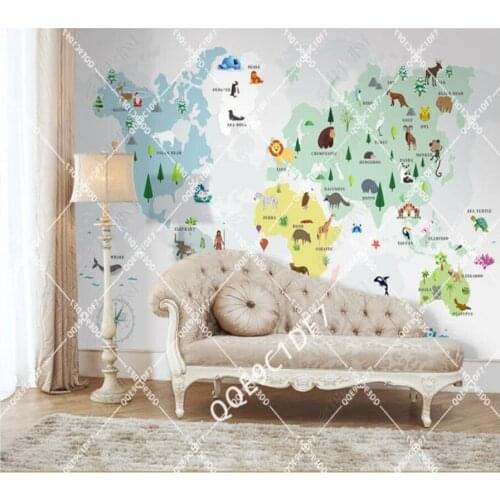 Papel de parede Hand drawn cartoon travel around the world childrens room paradise 3D wallpaper mural,living room home decor