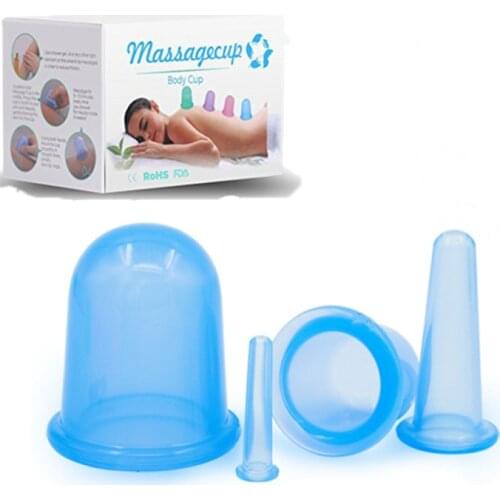 4pcs Silicone Body Cupping Cups Set For Face Neck Back Eyes Massage Vacuum Cans Anti-cellulite Massager Suction Cup Treatment