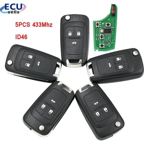 5PCS X 3 Button Floding Remote Key Fob 433.92MHz ID46 for Opel Insignia 2009-2014