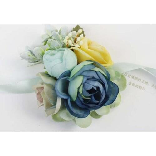 6pcs/lot) Elegant Wedding Bridesmaid Silk Rose Blue Artificial Flowers For Wedding Ceremonies, Business Celebrations,Wholesale