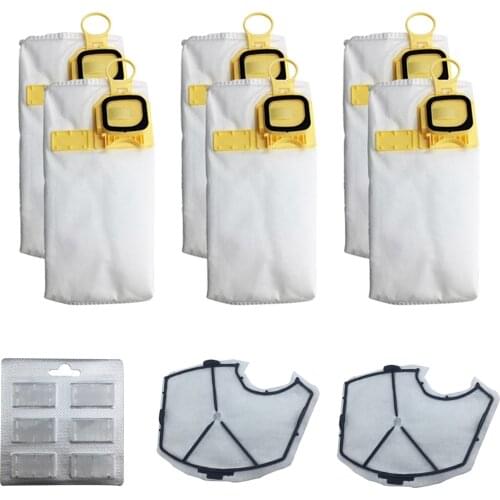 6PCS Non-woven Dust Garbage Bags + 6PCS Scented Sheets + 2PCS Motor Filters for Vorwerk Kobold VK140 VK150 Vacuum Cleaner